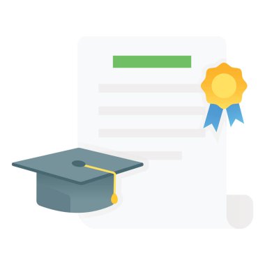 Mezuniyet simgesi sertifika kavramına sahip mortarboard.