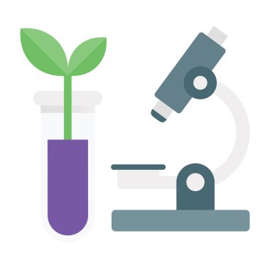 Test tüplü mikroskop, izole edilmiş arka planda laboratuvar test simgesi 