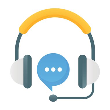 Düz dizaynlı mikrofon simgesine sahip kulaklık.