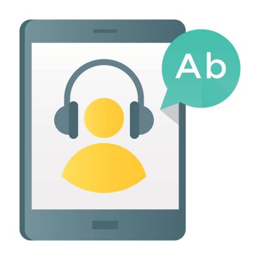 Avatar kulaklık takıyor, ses öğrenimi düz stil.