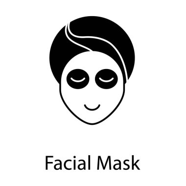 Yüz maskesi kabartma tasarımının simgesi, düzenlenebilir vektör. 