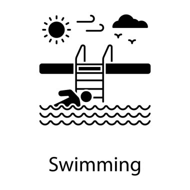 Kabartma vektör tasarımında yüzme havuzu simgesi.