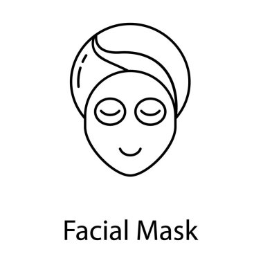 Yüz maskesi çizgisi tasarımının simgesi, düzenlenebilir vektör. 
