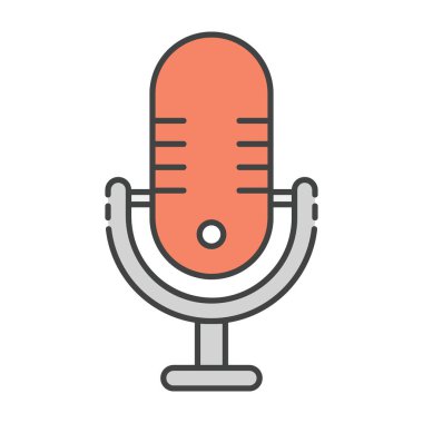 Ses kayıt cihazı, düz dizaynlı mikrofon simgesi 