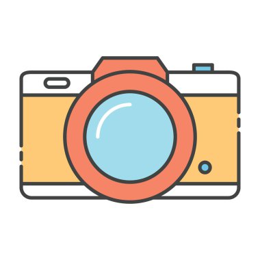 Dijital kamera simgesi düz tasarım, Fotoğrafçılık kavramı 