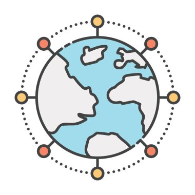 Düz vektör tasarımında genel ağ simgesi.