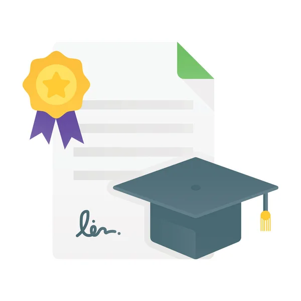 Mortarboard Certificate Concept Graduate Degree Icon — Stock Vector