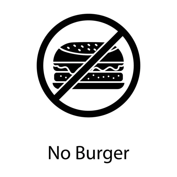 Sin Hamburguesa Comida Rápida Prohibido Diseño Vectores Glifo — Vector de stock