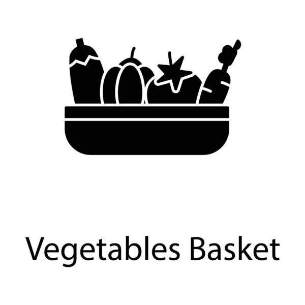 Una Cesta Llena Hasta Borde Con Numerosas Verduras Fatuating Icono — Vector de stock