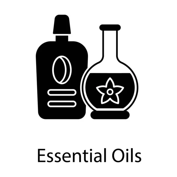 Aceite Esencial Icono Del Aceite Aroma Diseño Del Glifo — Vector de stock