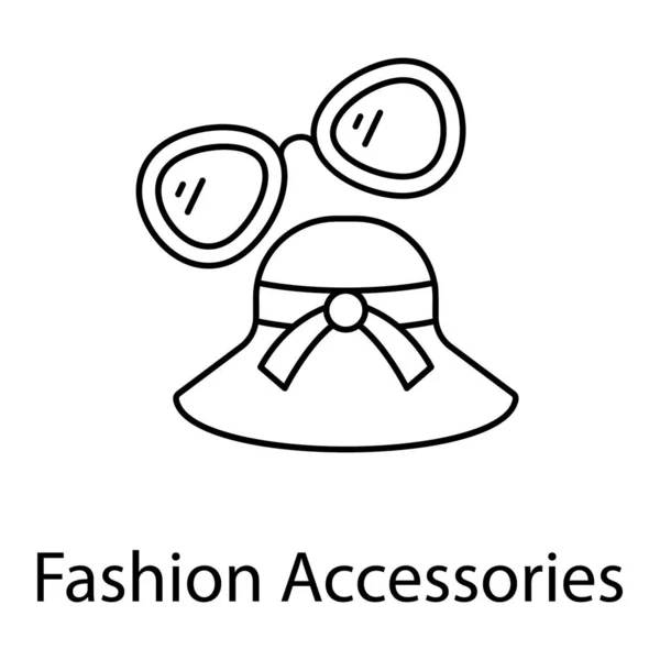 Линия Иконка Модного Аксессуара Очки Шляпе — стоковый вектор