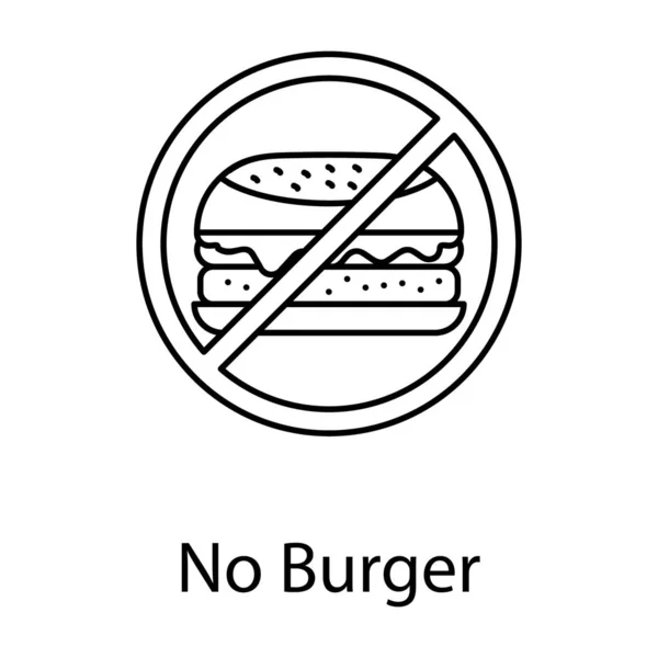 Nenhum Hambúrguer Fast Food Proibiu Design Vetor Linha —  Vetores de Stock