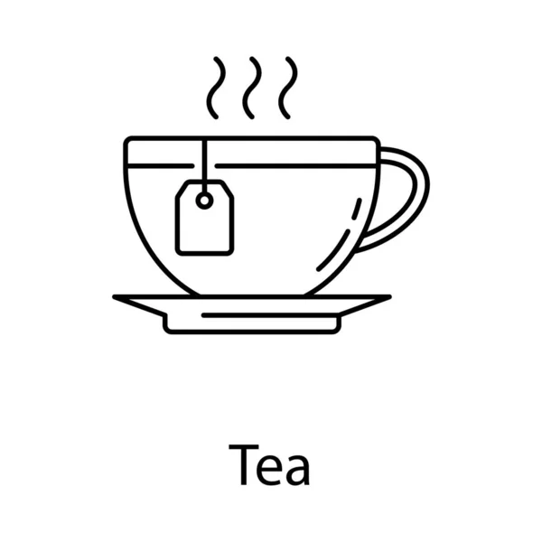 Teacup Icono Diseño Línea Vector — Vector de stock