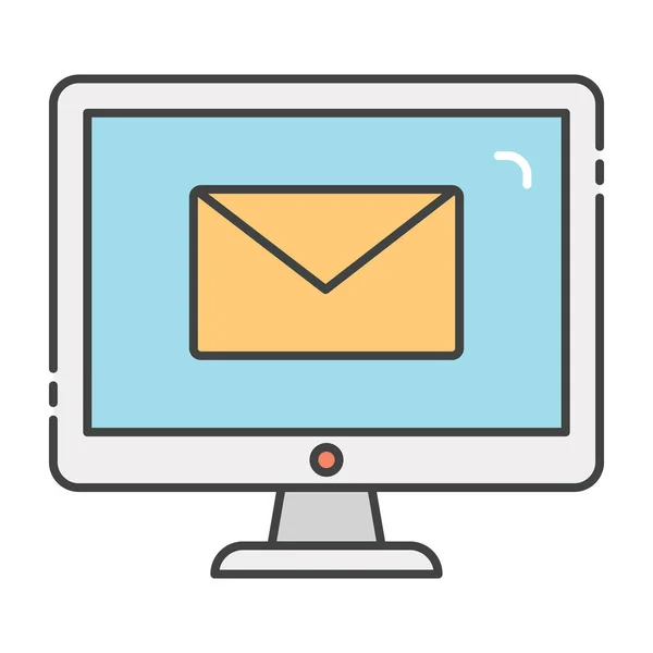 Symbol Mail Ekranie Monitora Ikona Mail Płaskiej Konstrukcji — Wektor stockowy
