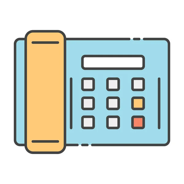 Wired Communicational Device Icon Landline Flat Design Vector — Stock Vector