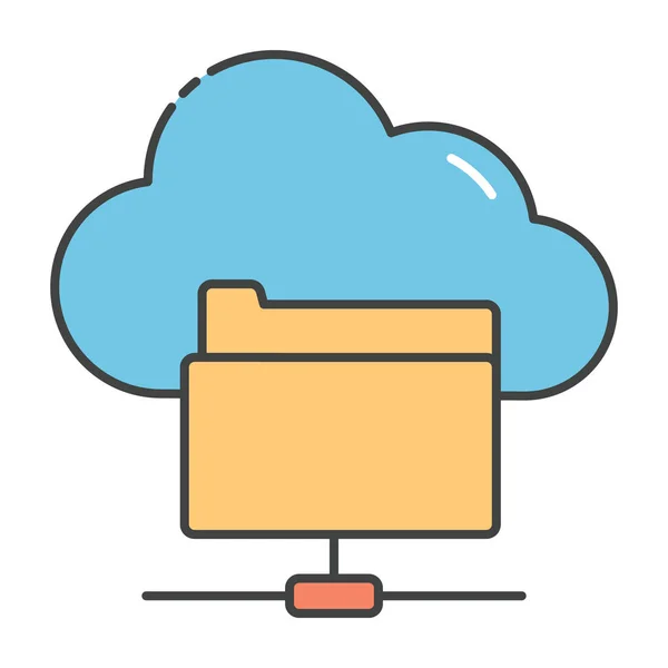 Virtually Data Storage Concept Cloud Folder Icon Flat Design — ストックベクタ