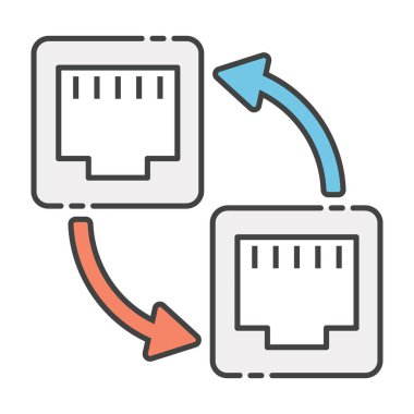 Geniş bant portları ve ethernet paylaşım simgesi paylaşılıyor 