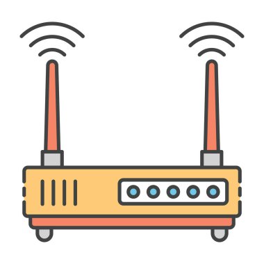 Düz tasarımda internet sağlayıcı aygıtı, wifi router aygıtı 