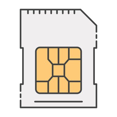 Tanımlama telekomünikasyon mikroçipi, düz dizayn simgesi.