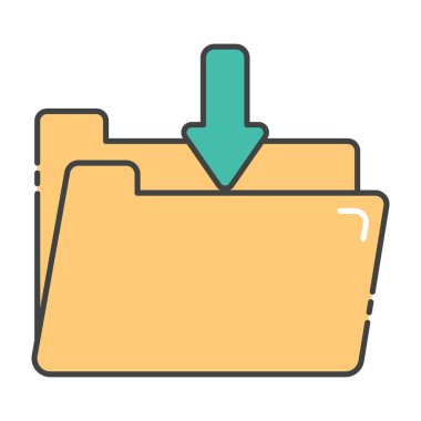 Veri iletim konsepti, dizin indirme simgesi düz tasarım 