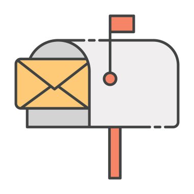 Mektuplar ve postalar alınıyor, posta kutusu simgesi düz dizayn ediliyor.