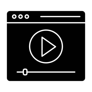 Somut vektör biçiminde bir video web sitesi simgesi olarak çevrimiçi multimedya 