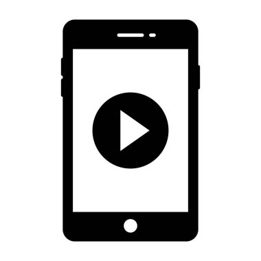 Video akışı, çevrimiçi video konsepti mobil video simgesi katı vektör biçiminde 