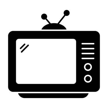 Retro tv simgesi vektör tasarımı dolu
