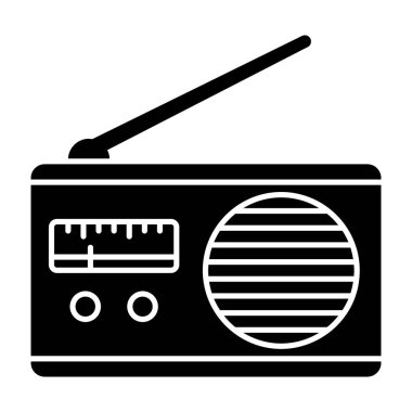 Beyaz arkaplanda izole edilmiş Glyph radyo simgesi tasarımı 