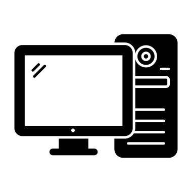 Klavye ve fareli masaüstü bilgisayarı, katı vektör biçimi 