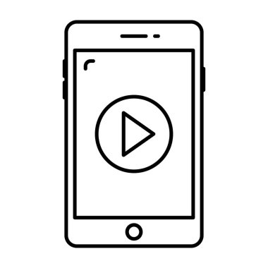 Çizgi vektör biçiminde video akışı, çevrimiçi video konsepti mobil video simgesi 