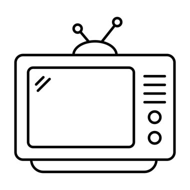 Retro tv simge çizgi vektör tasarımı