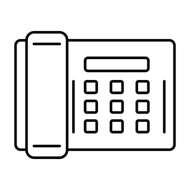 Kablolu iletişim aygıtı, satır tasarım vektöründe sabit hat simgesi 