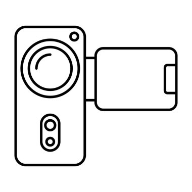Video kayıt cihazı, satır tasarımında el kamerası simgesi.