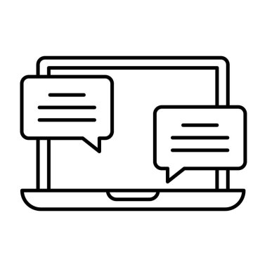 Canlı iletişim, çevrimiçi sohbet simgesi satır vektör biçimi 