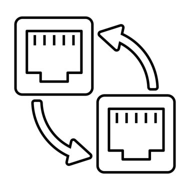 Geniş bant portları ve ethernet paylaşım simgesi satır tasarımında paylaşılıyor 