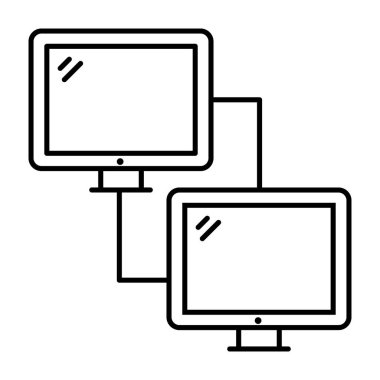Veri değişimi konsepti, beyaz arkaplanda izole edilmiş veri transferinin çizgi tasarımı 