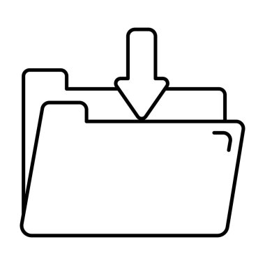 Veri iletim konsepti, dizin indirme simgesi satır tasarımı 