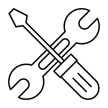 Teknik servis araçları, beyaz arkaplanda izole edilmiş teknik araçların satır vektörü 