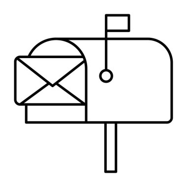 Satır dizaynında mektup ve posta, posta kutusu simgesi alınıyor.