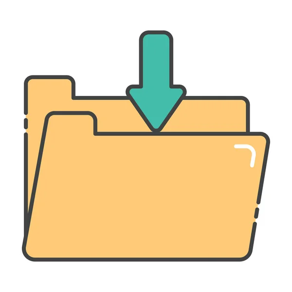 Data Transmission Concept Folder Download Icon Flat Design — Stock Vector