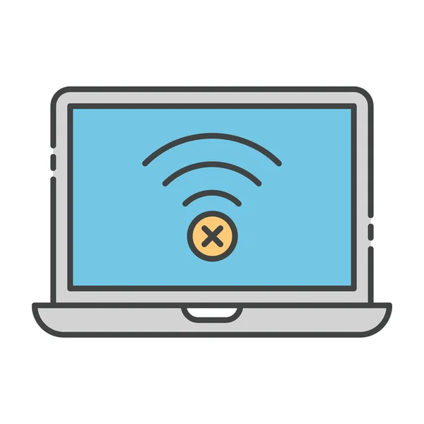 Appareil Connecté Internet Icône Ordinateur Portable Wifi Dans Design Plat — Image vectorielle