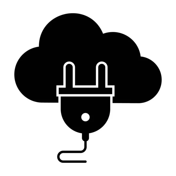 Cloud Hosting Concept Cloud Plugin Gevulde Stijl — Stockvector