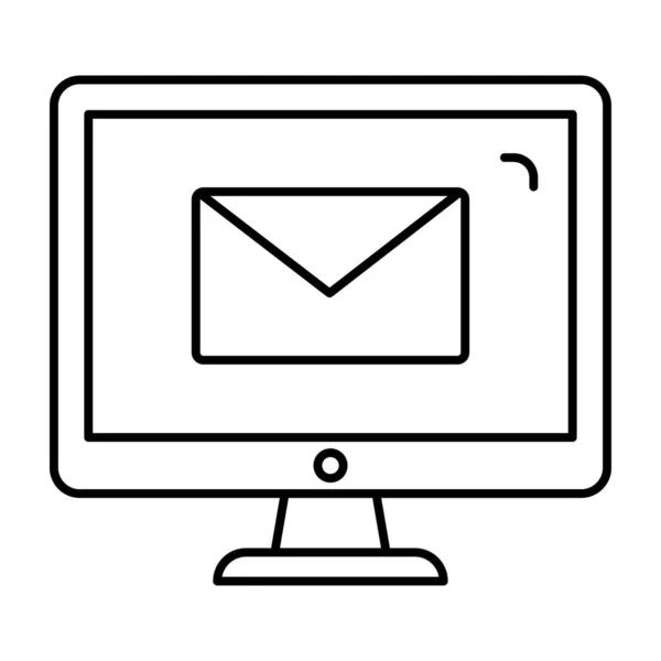 Символ Электронной Почты Экране Монитора Значок Электронной Почты Линейном Дизайне — стоковый вектор