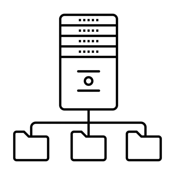 Carpetas Archivos Con Servidor Alojamiento Web Estilo Vector Línea — Vector de stock