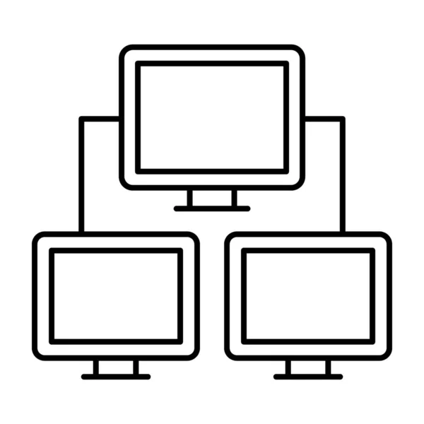 Datenaustauschkonzept Liniendesign Der Datenübertragung Isoliert Auf Weißem Hintergrund — Stockvektor