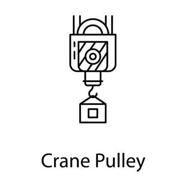Taşıyıcı kanca, vinç makara simgesi çizgi tasarımında kaldırılıyor 