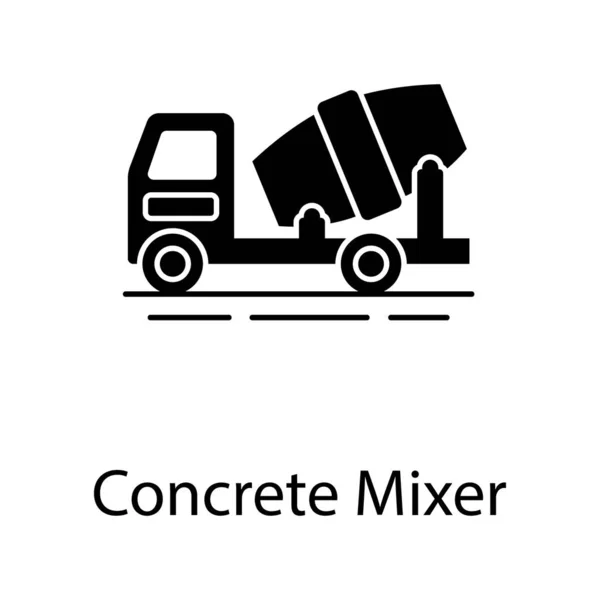 Cement Mixer Lader Truck Cement Truck Icoon Massieve Stijl — Stockvector