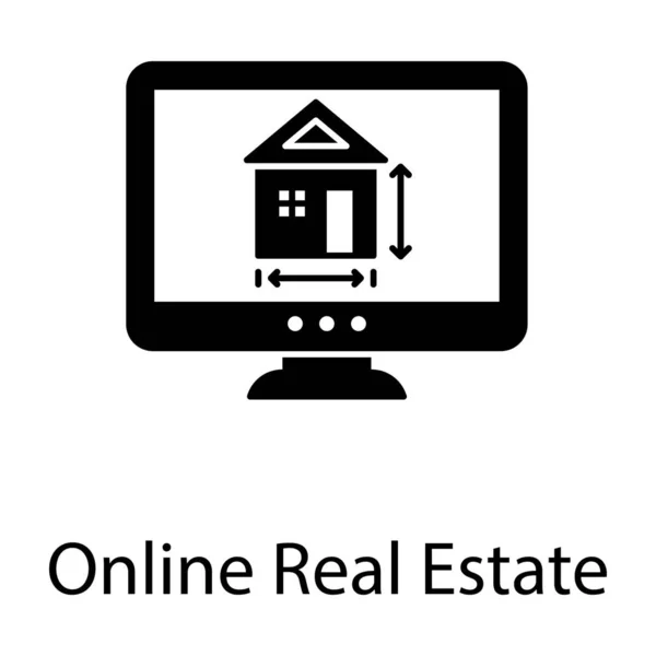 Ψηφιακό Σχήμα Στέγασης Online Real Estate Icon Solid Design — Διανυσματικό Αρχείο