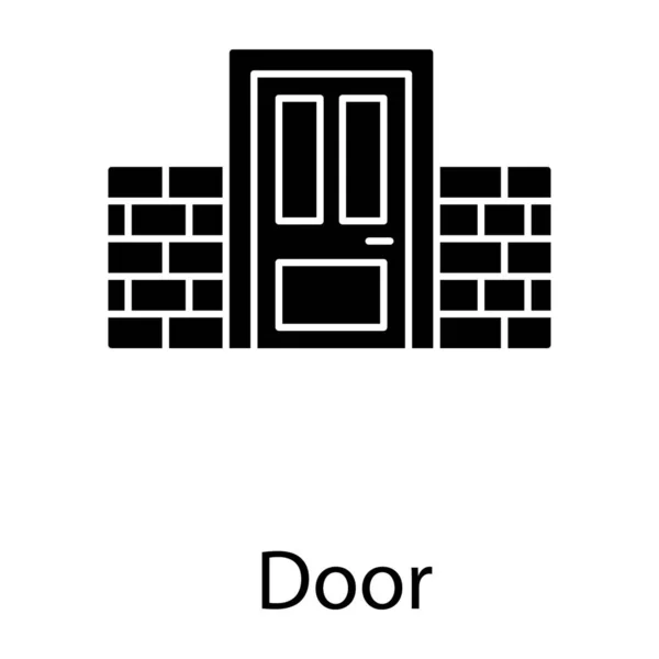 Porte Entrée Maison Icône Porte Dans Design Solide — Image vectorielle